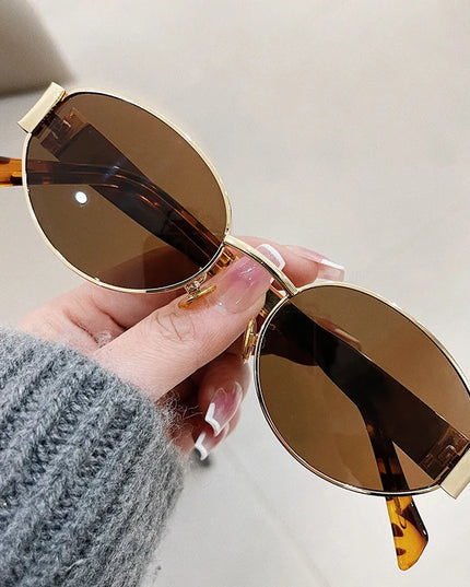 Fashion Oval Sunglasses Women Retro Trend Outdoor Metal Sun Glasses High Quality Classic Men Luxury Brand Eyewear UV400 Goggles
