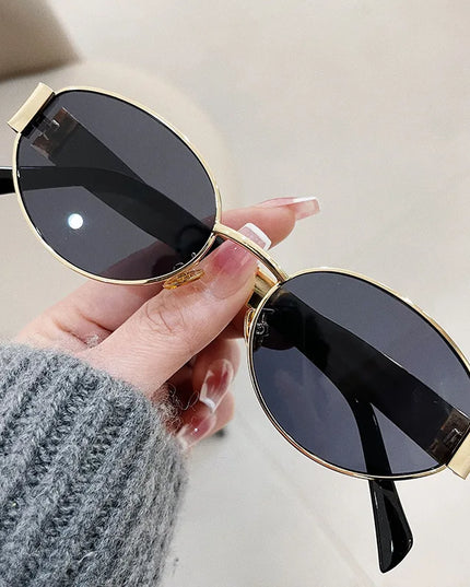 Fashion Oval Sunglasses Women Retro Trend Outdoor Metal Sun Glasses High Quality Classic Men Luxury Brand Eyewear UV400 Goggles