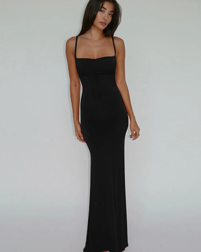 Hugcitar 2024 Spring Solid Sleeveless Backless Elegant Sexy Bodycon Y2K Maxi Prom Dress Women Clothes Birthday Party Casual Y2K