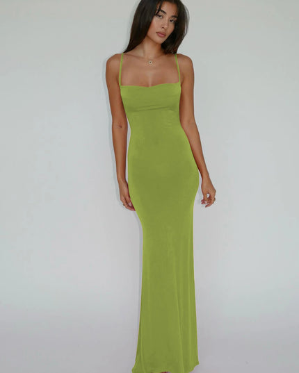Hugcitar 2024 Spring Solid Sleeveless Backless Elegant Sexy Bodycon Y2K Maxi Prom Dress Women Clothes Birthday Party Casual Y2K