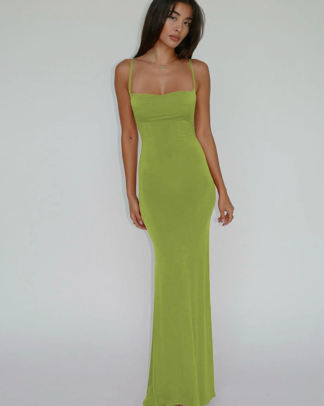 Hugcitar 2024 Spring Solid Sleeveless Backless Elegant Sexy Bodycon Y2K Maxi Prom Dress Women Clothes Birthday Party Casual Y2K