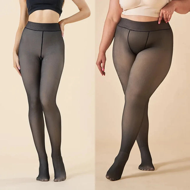 Woman Thermal Stockings Sexy Translucent Effect Winter Warm Fleece Tights Women Slim Velvet Thick Pantyhose Seamless Leggings