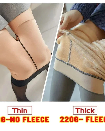Woman Thermal Stockings Sexy Translucent Effect Winter Warm Fleece Tights Women Slim Velvet Thick Pantyhose Seamless Leggings