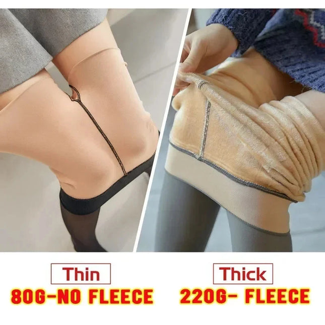 Woman Thermal Stockings Sexy Translucent Effect Winter Warm Fleece Tights Women Slim Velvet Thick Pantyhose Seamless Leggings