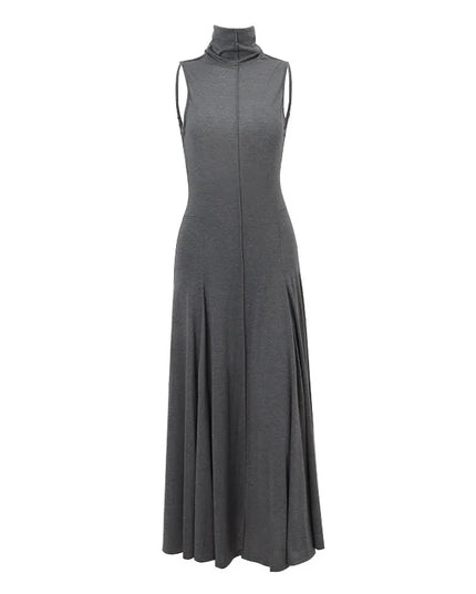 Elegant Deep Backless Slim Maxi Dress Women Turtleneck Sleeveless Bodycon Long Dress Sexy Club Party Holiday Evening Vestidos