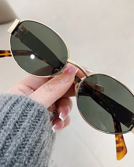 Fashion Oval Sunglasses Women Retro Trend Outdoor Metal Sun Glasses High Quality Classic Men Luxury Brand Eyewear UV400 Goggles